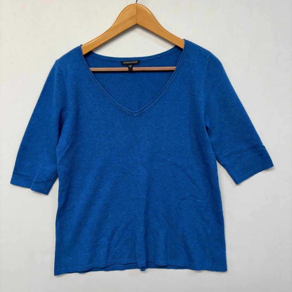 Eileen Fisher Pullover Knit Sweater Size Small Wool Cashmere Viscose Blue D052 6